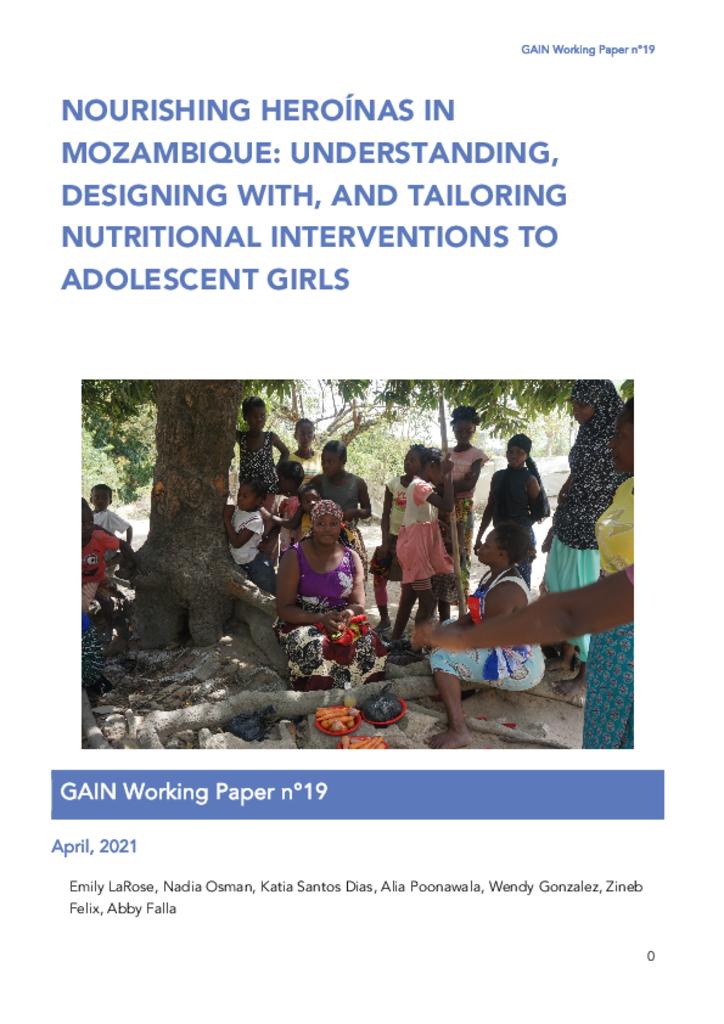 GAIN Working Paper Series 19 - Nourishing heroinas in Mozambique: understanding, designing with, and tailoring nutritional inter