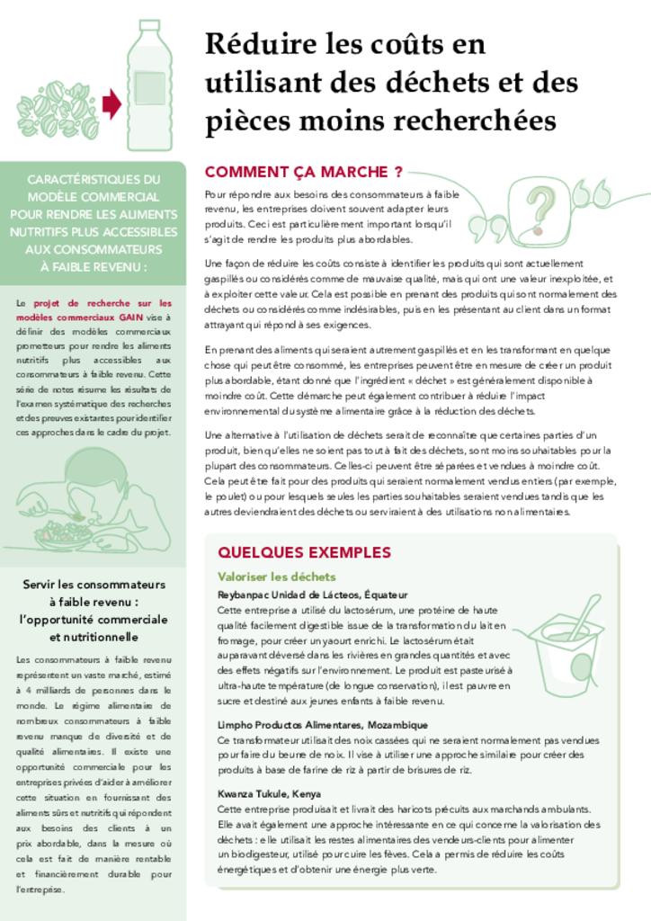 Le projet de recherche sur les modèles commerciaux - Réduire les coûts en utilisant des…