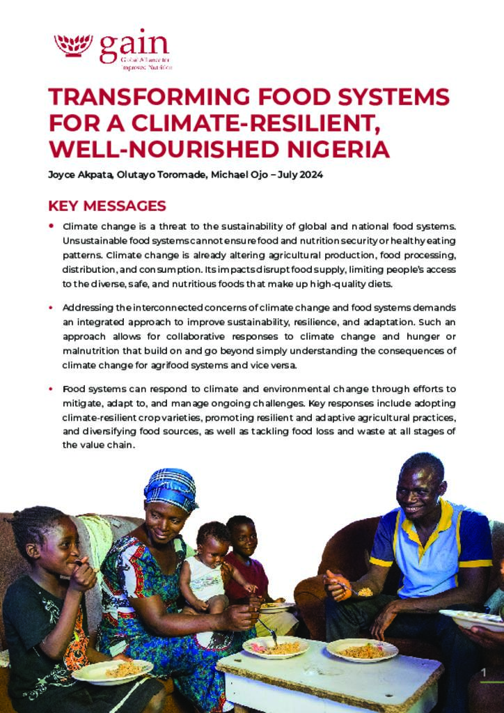 Transforming Food Systems for a climate-resilient, well-nourished Nigeria