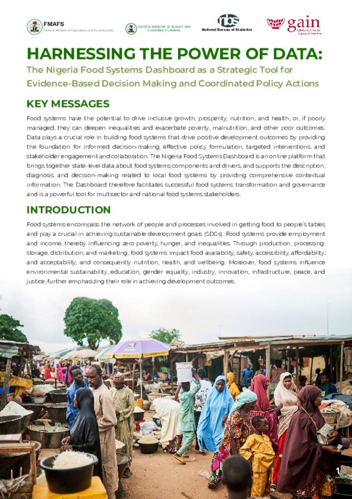 Nigeria Food Systems Dashboard Policy Brief
