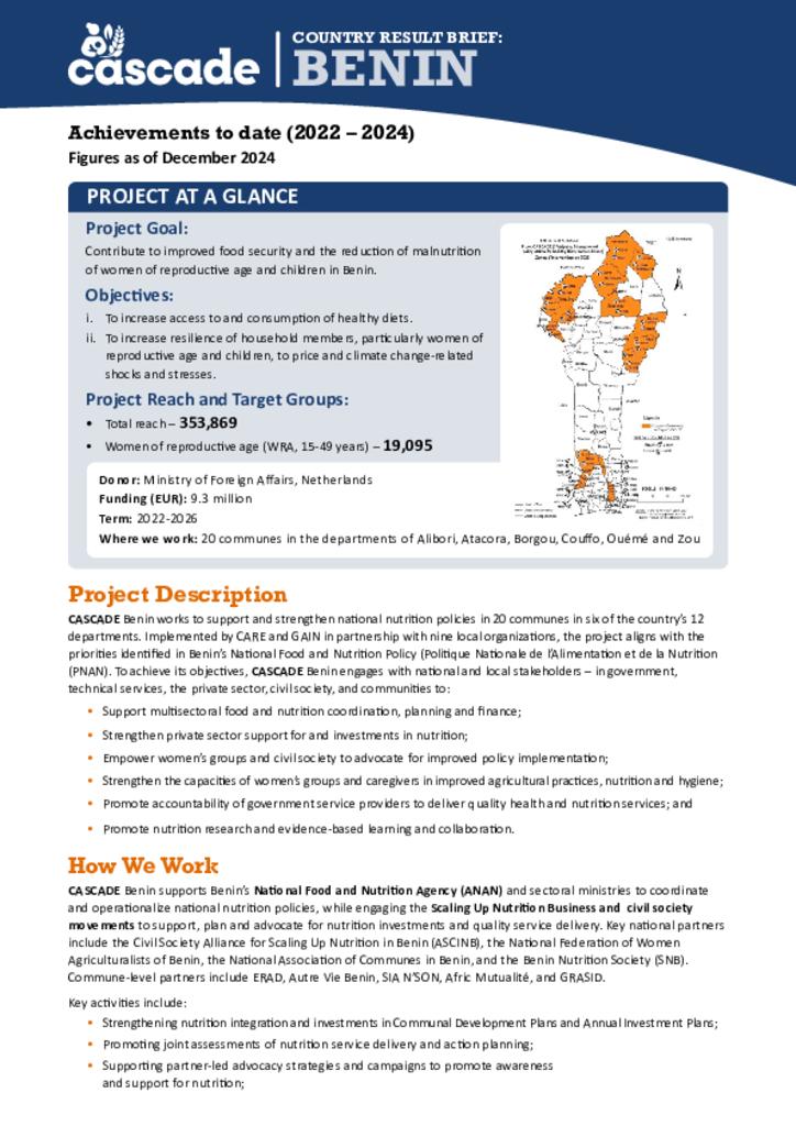 CASCADE Result Brief- Benin