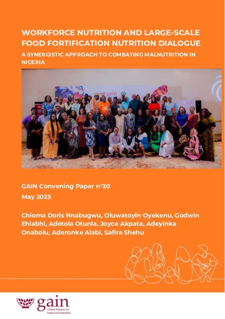 Workforce Nutrition and Large-Scale Food Fortification Nutrition Dialogue A Synergistic…