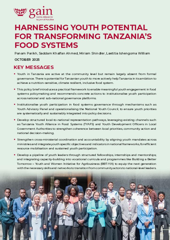 Harnessing Youth Potential For Transforming Tanzania’s Food Systems