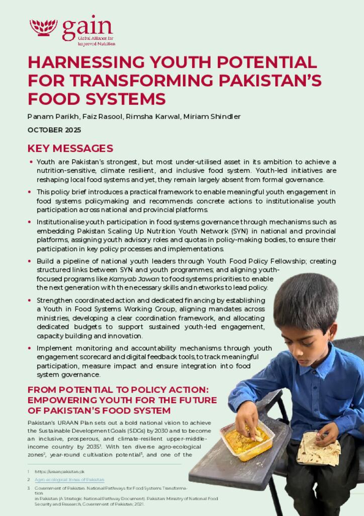 Harnessing Youth Potential For Transforming Pakistan’s Food Systems