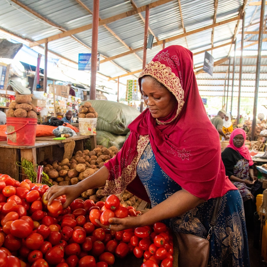 a-lady-picking-tomatoes-in-a-market