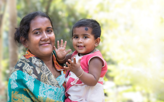 A woman with her child