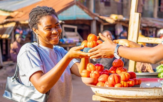 Woman holding tomatoes by hand