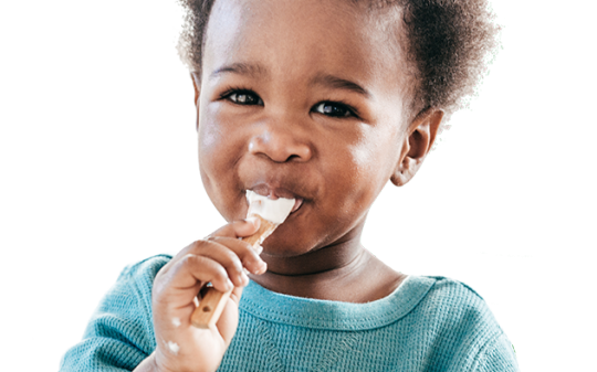 a child eating yoghurt